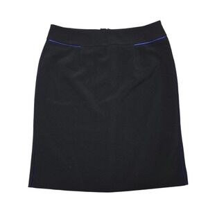 Banana Republic Pencil Skirt Womens 4 Black Blue Trim Stretch Lined Office